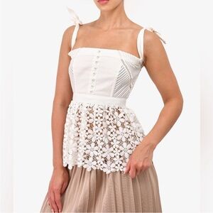 Self-Portrait flower White Lace off the shoulder blouse